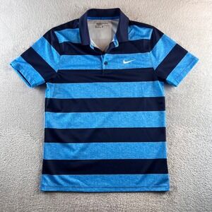 Nike Golf Mens Dri-FIT Striped Polo Shirt Blue Navy 725516-406 Small